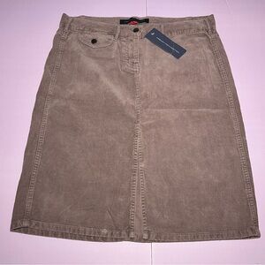 NWT French Connection 8 Brown Corduroy Cargo Midi Skirt 100% Cotton Pockets Slit